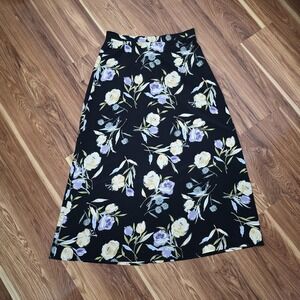 Requirements Maxi Skirt Womens Small Black Floral A Line 90s Indie Sleaze Spring
